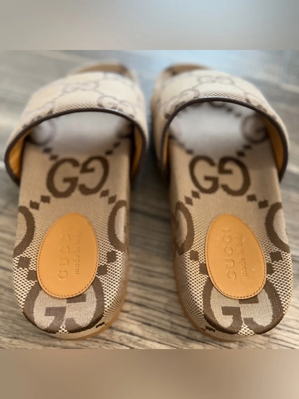 Gucci Men's Slides in Camel and Ebony Maxi GG Canvas Uk 10 US 10.5 - Picture 4 of 9